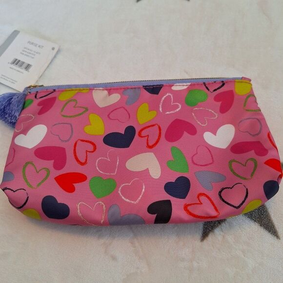 Cosmetic Pouch Hearts For Cosmetic Accessories Tools Zipper Valentine's Pink - Picture 6 of 11